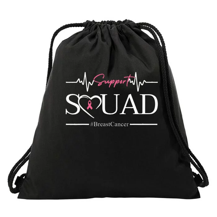 Breast Cancer Squad With Heart And P.I.N.K. .R.Ibbon Drawstring Bag