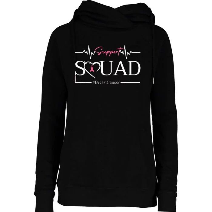 Breast Cancer Squad With Heart And P.I.N.K. .R.Ibbon Womens Funnel Neck Pullover Hood