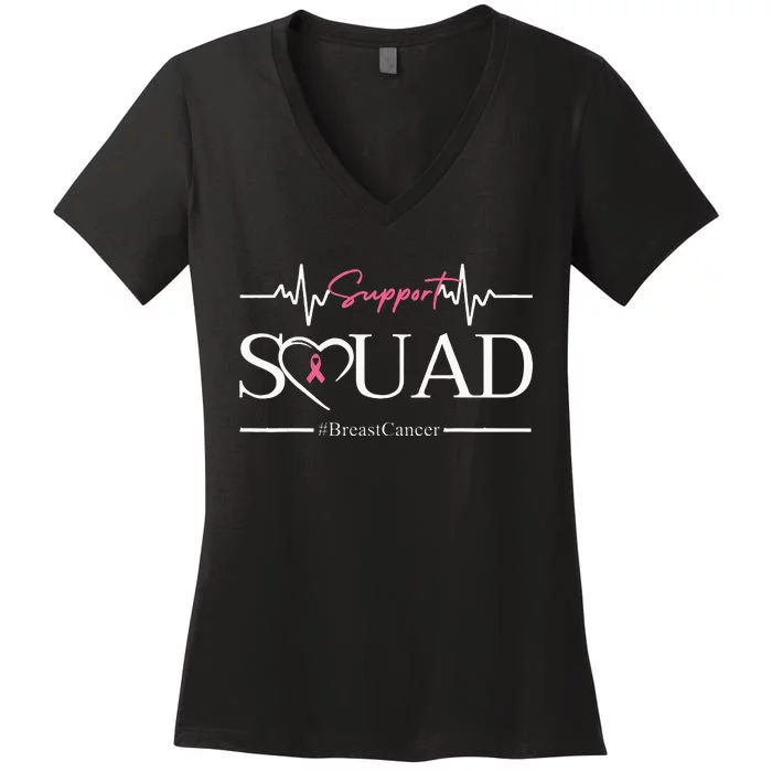 Breast Cancer Squad With Heart And P.I.N.K. .R.Ibbon Women's V-Neck T-Shirt