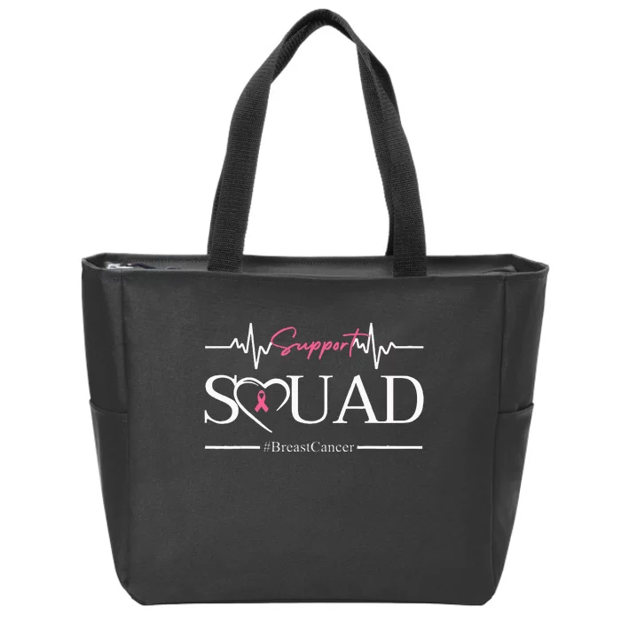 Breast Cancer Squad With Heart And P.I.N.K. .R.Ibbon Zip Tote Bag