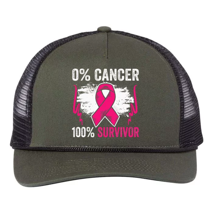 Breast Cancer Survivor Pink Awareness Percentage Celebration Retro Rope Trucker Hat Cap