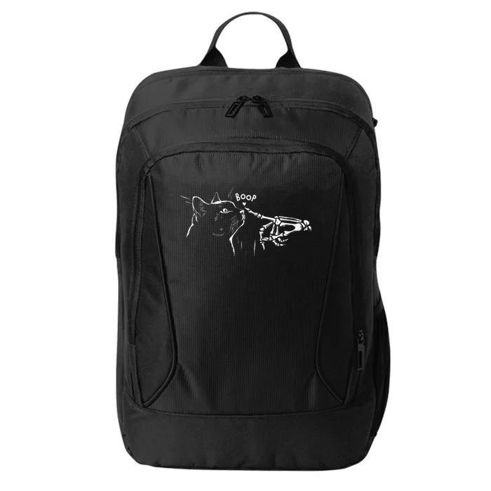 Black Cat Skeleton Hand Boop Halloween Pet City Backpack