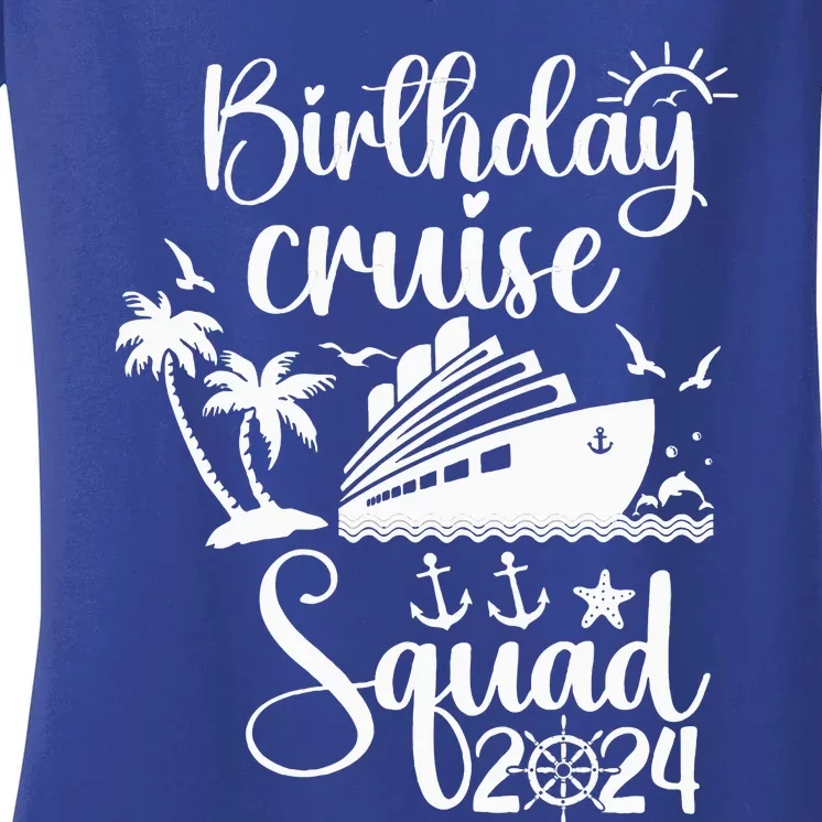 Birthday Cruise Squad 2024 Trip Holiday Family Matching Women's V-Neck T-Shirt