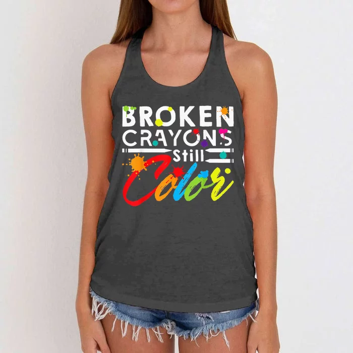 Broken Crayons Still Color Mental Health Awareness Women's Knotted Racerback Tank