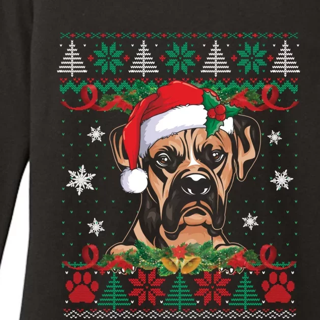 Boxer Christmas Santa Ugly Sweater Boxer Dog Lover Xmas Pjs Funny Gift Womens CVC Long Sleeve Shirt