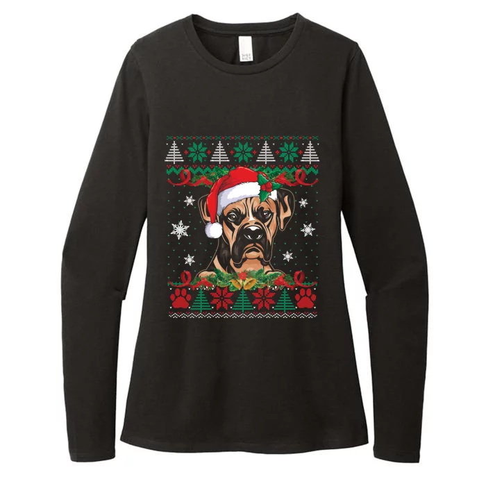 Boxer Christmas Santa Ugly Sweater Boxer Dog Lover Xmas Pjs Funny Gift Womens CVC Long Sleeve Shirt