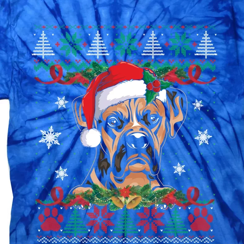 Boxer Christmas Santa Ugly Sweater Boxer Dog Lover Xmas Pjs Funny Gift Tie-Dye T-Shirt