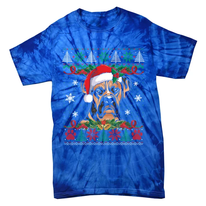 Boxer Christmas Santa Ugly Sweater Boxer Dog Lover Xmas Pjs Funny Gift Tie-Dye T-Shirt