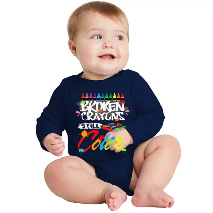 Broken Crayons Still Color Mental Health Awareness Baby Long Sleeve Bodysuit