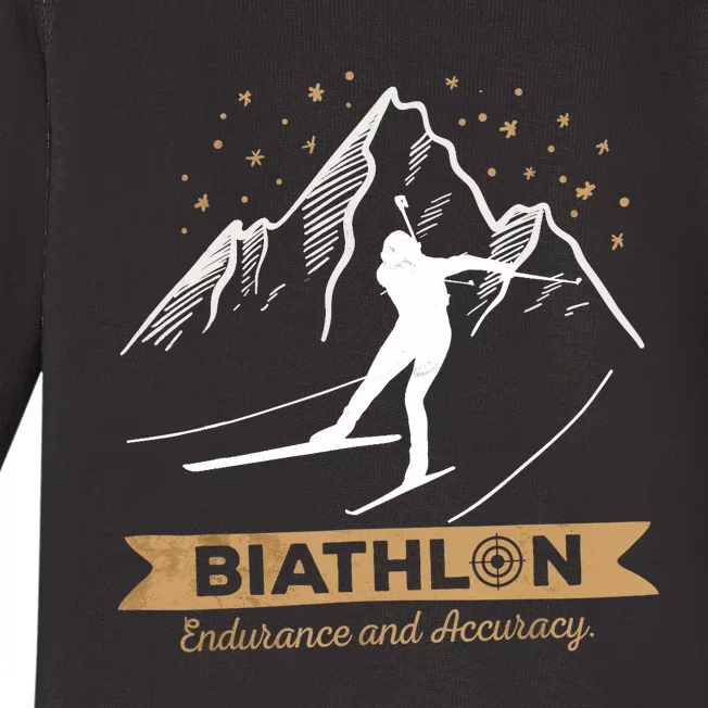 Biathlon CrossCountry Skiing Biathlete Shooting Baby Long Sleeve Bodysuit