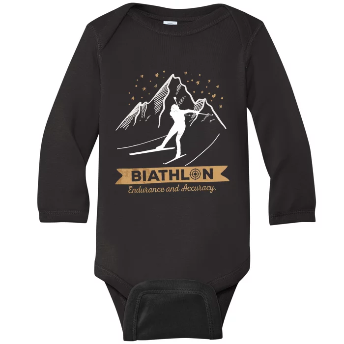 Biathlon CrossCountry Skiing Biathlete Shooting Baby Long Sleeve Bodysuit