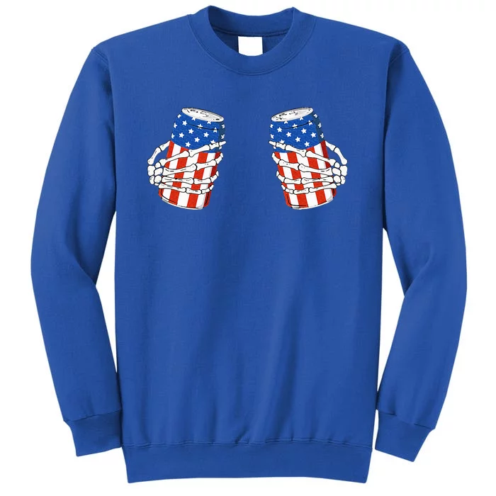 Beer Can Skeleton Hand Funny 4th Of July American Sweatshirt