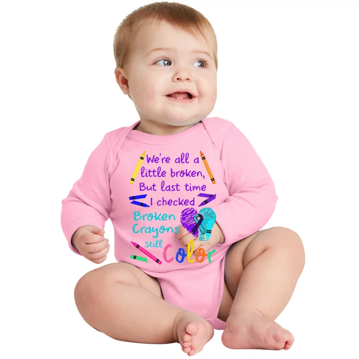 Broken Crayons Still Color Tee Suicide Prevention Awareness Baby Long Sleeve Bodysuit