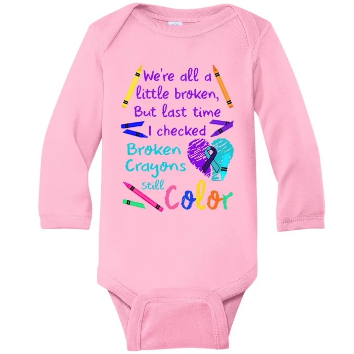 Broken Crayons Still Color Tee Suicide Prevention Awareness Baby Long Sleeve Bodysuit