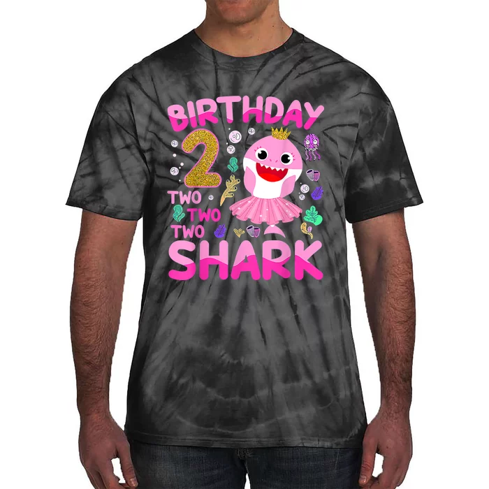 Baby Cute Shark 2nd Birthday Boy Girl 2 Year Old Gifts Tie-Dye T-Shirt