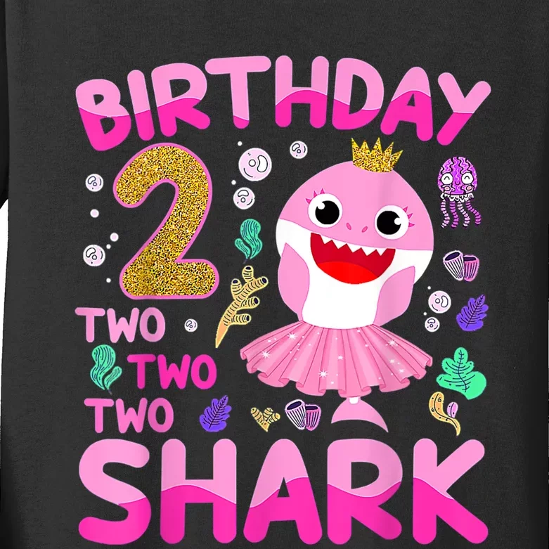 Baby Cute Shark 2nd Birthday Boy Girl 2 Year Old Gifts Kids Long Sleeve Shirt