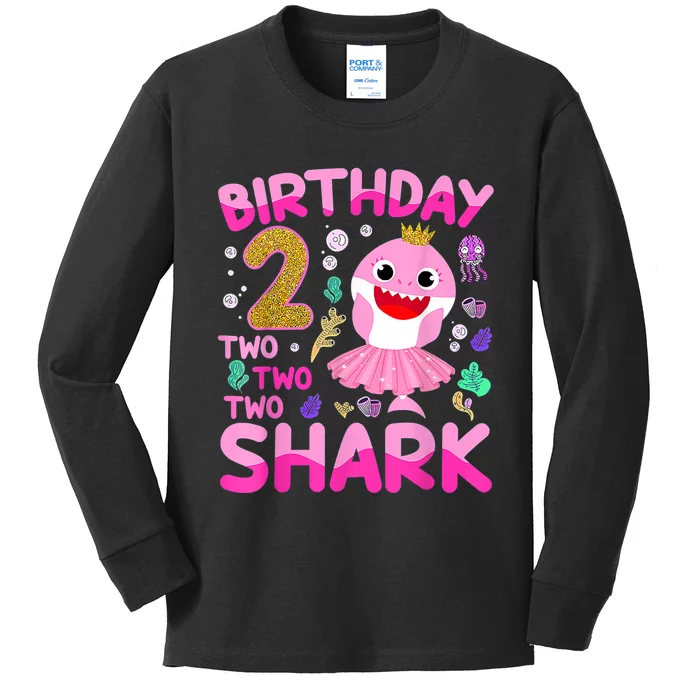 Baby Cute Shark 2nd Birthday Boy Girl 2 Year Old Gifts Kids Long Sleeve Shirt