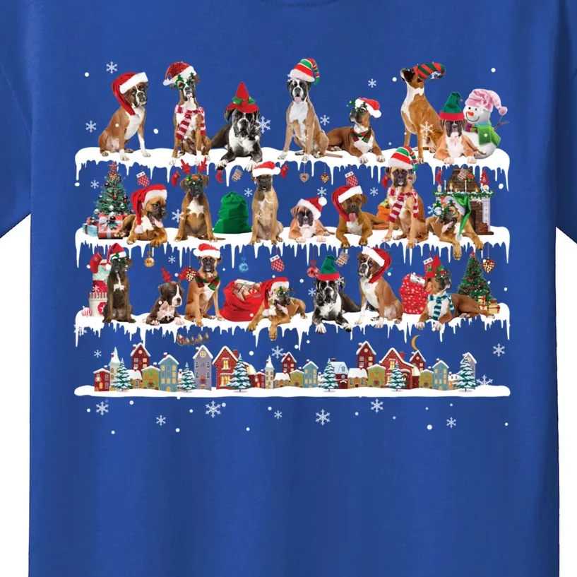 Boxer Christmas Snow Layers Santa Dog Ugly Xmas Funny Gift Kids T-Shirt