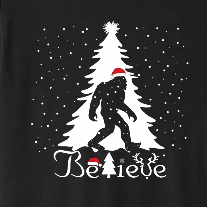 Believe Christmas Santa Bigfoot Hat Xmas Pj Costume ChromaSoft Performance T-Shirt