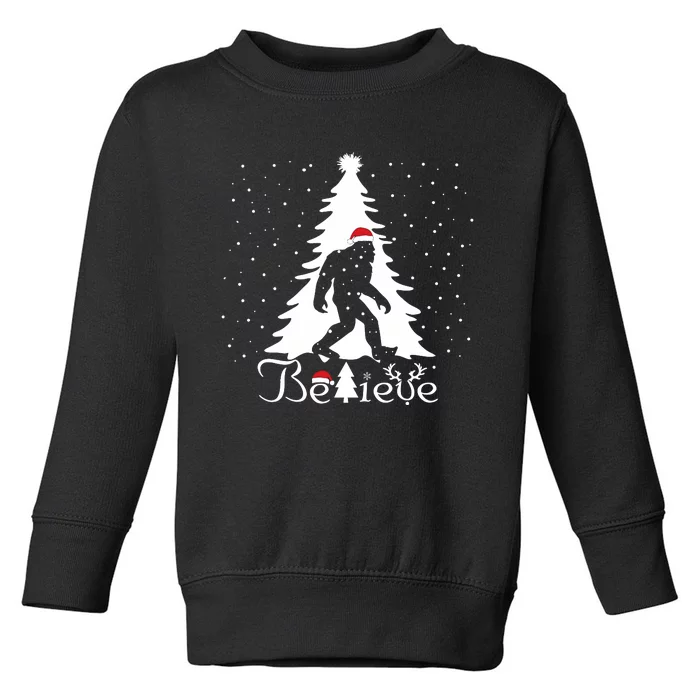 Believe Christmas Santa Bigfoot Hat Xmas Pj Costume Toddler Sweatshirt