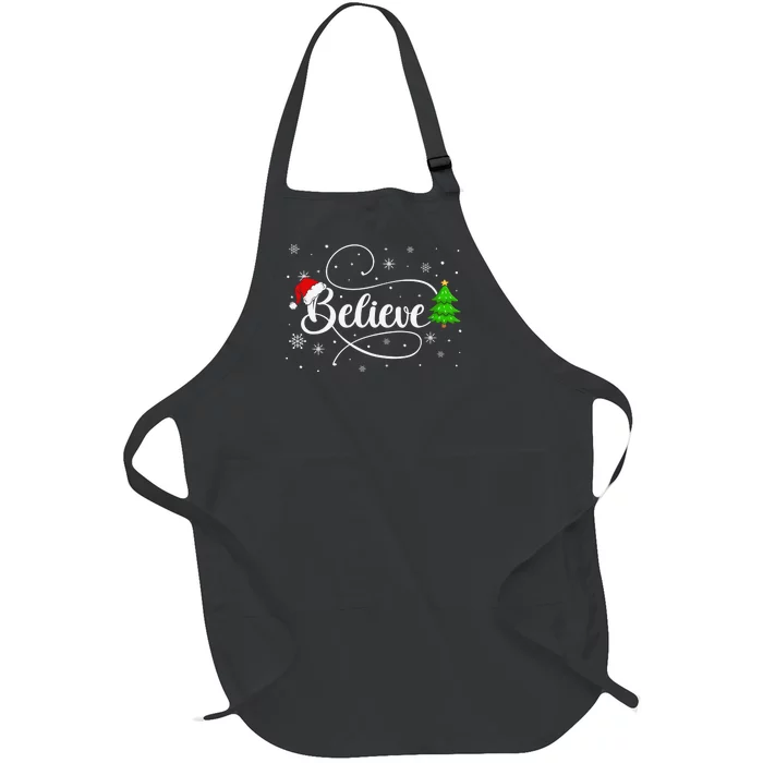 Believe Christmas Santa Holiday Full-Length Apron With Pocket