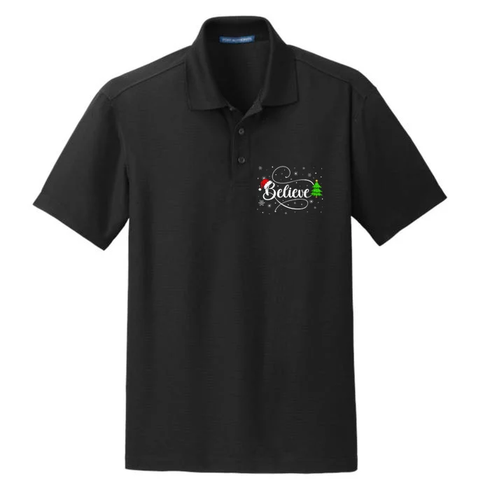 Believe Christmas Santa Holiday Dry Zone Grid Performance Polo