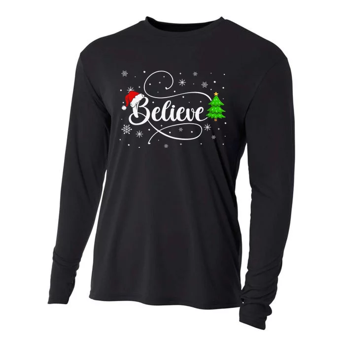 Believe Christmas Santa Holiday Cooling Performance Long Sleeve Crew