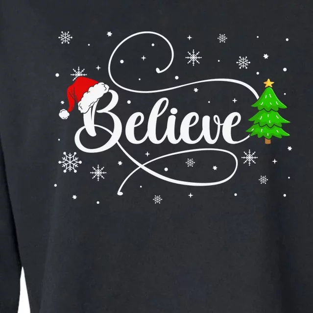 Believe Christmas Santa Holiday Cropped Pullover Crew