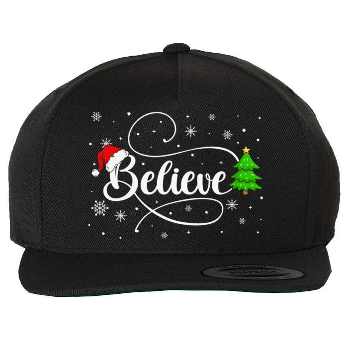 Believe Christmas Santa Holiday Wool Snapback Cap