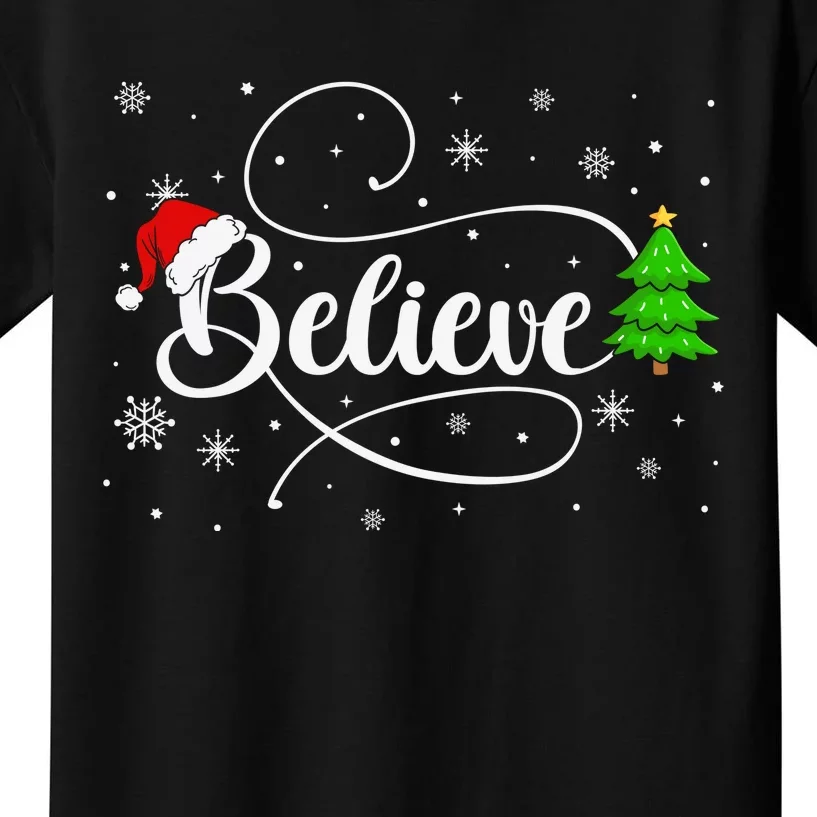 Believe Christmas Santa Holiday Kids T-Shirt