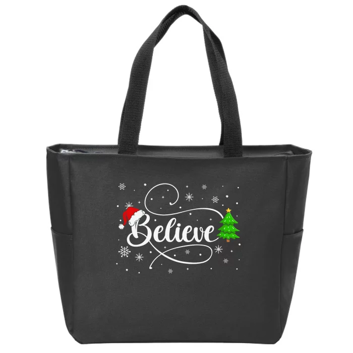 Believe Christmas Santa Holiday Zip Tote Bag