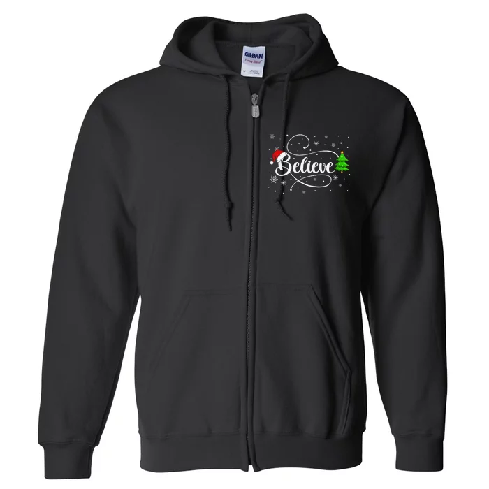 Believe Christmas Santa Holiday Full Zip Hoodie