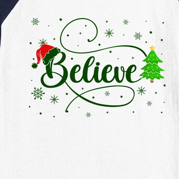 Believe Christmas Santa Holiday Baseball Sleeve Shirt