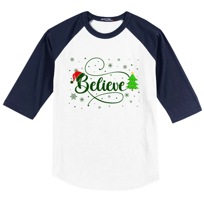 Believe Christmas Santa Holiday Baseball Sleeve Shirt