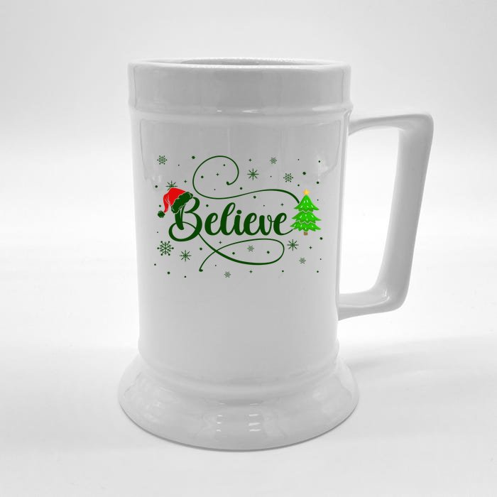 Believe Christmas Santa Holiday Front & Back Beer Stein