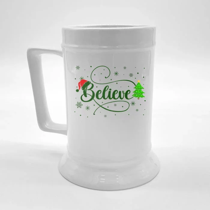 Believe Christmas Santa Holiday Front & Back Beer Stein