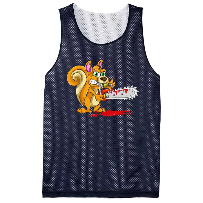 Bloody Chainsaw Spooky Halloween Gift Idea Squirrel Mesh Reversible Basketball Jersey Tank