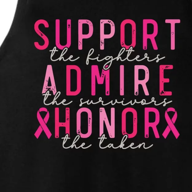 Breast Cancer Support The Fighters Admire The Survivors Ladies Tri-Blend Wicking Tank