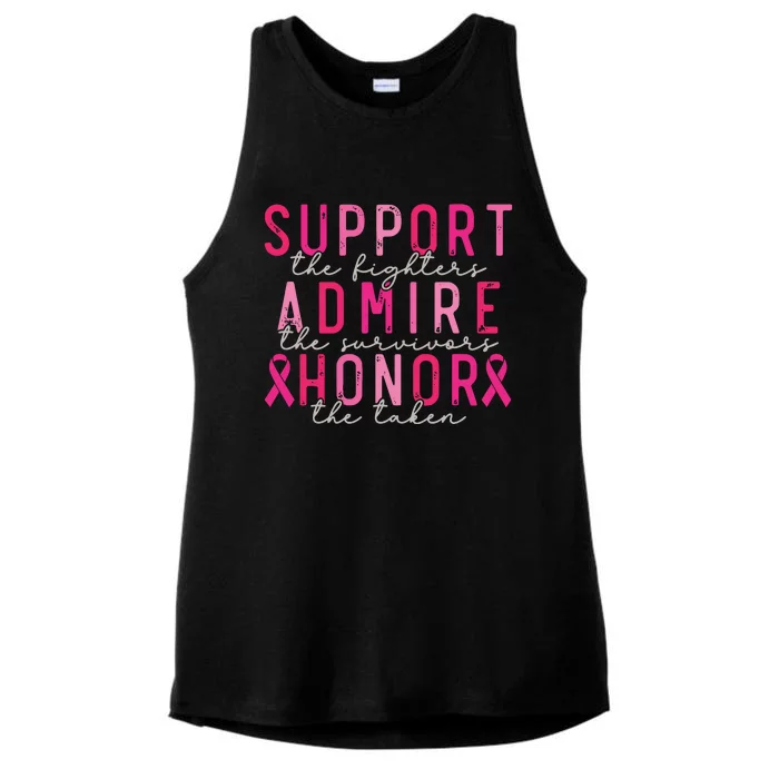 Breast Cancer Support The Fighters Admire The Survivors Ladies Tri-Blend Wicking Tank