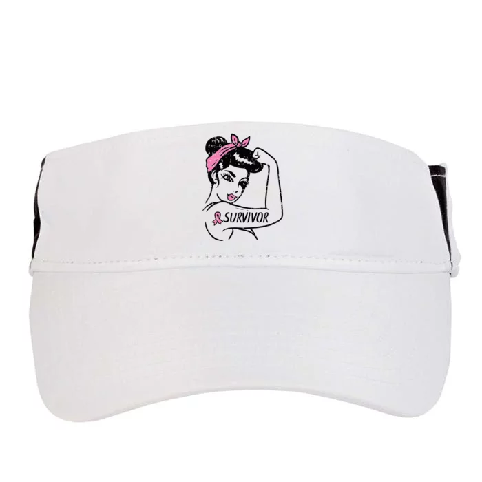 Breast Cancer Survivor Rosie Riveter Pink Awareness Adult Drive Performance Visor