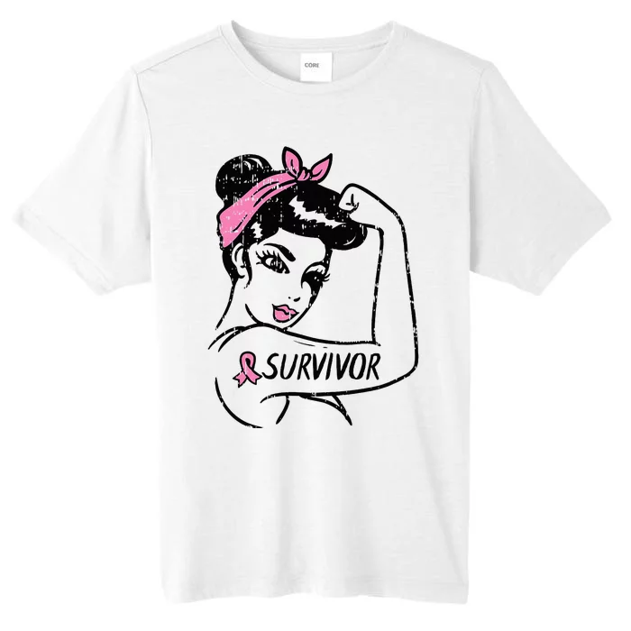 Breast Cancer Survivor Rosie Riveter Pink Awareness ChromaSoft Performance T-Shirt