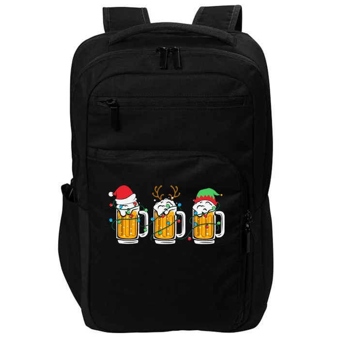 Beer Christmas Santa Reinbeer Christmas Light Impact Tech Backpack