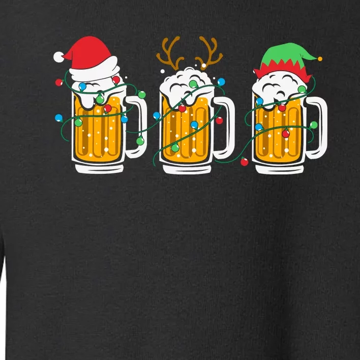 Beer Christmas Santa Reinbeer Christmas Light Toddler Sweatshirt