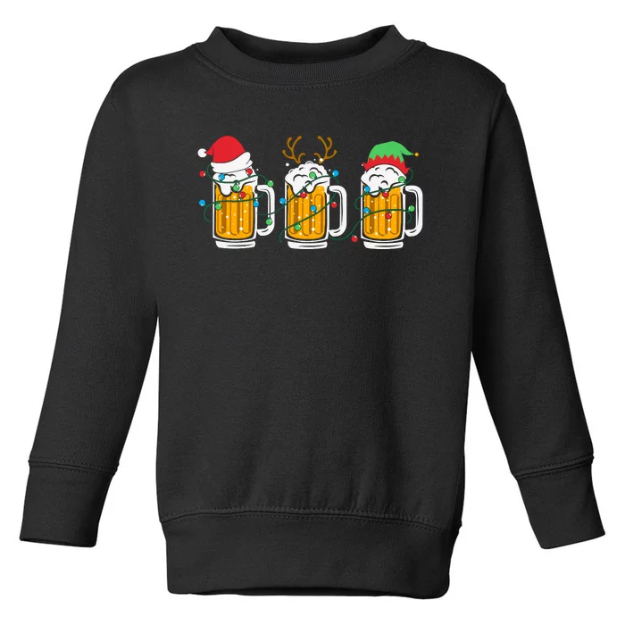 Beer Christmas Santa Reinbeer Christmas Light Toddler Sweatshirt