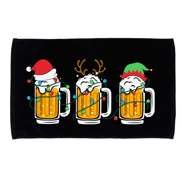 Beer Christmas Santa Reinbeer Christmas Light Microfiber Hand Towel