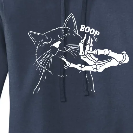 Boop Cat Skeleton Hand Funny Halloween Gift Women's Pullover Hoodie