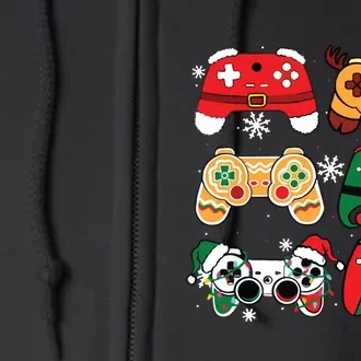 Boy Christmas Santa Gaming Controllers Gamer Xmas Full Zip Hoodie