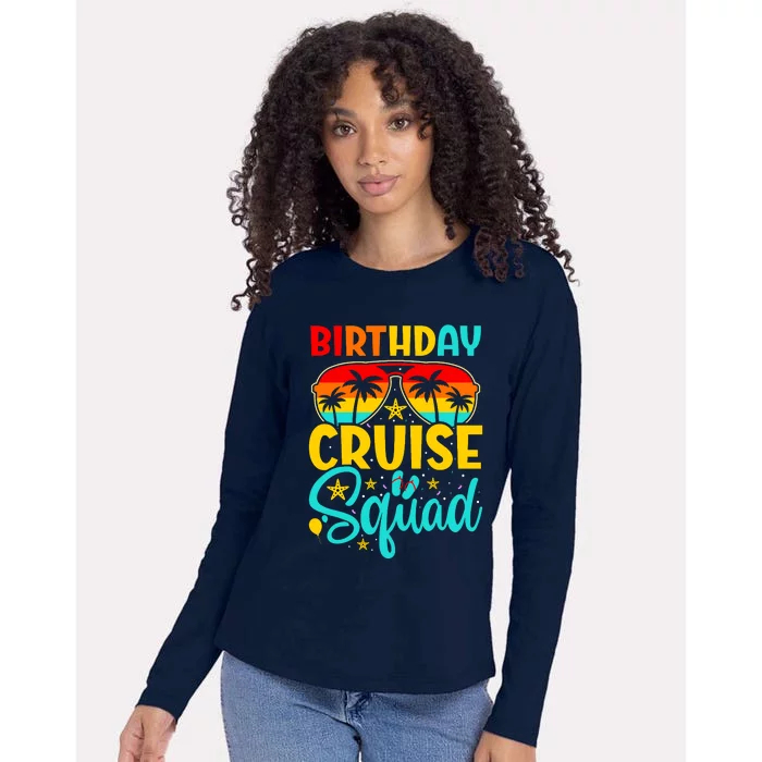 Birthday Cruise Squad Cruising Vacation Funny Crew Womens Cotton Relaxed Long Sleeve T-Shirt