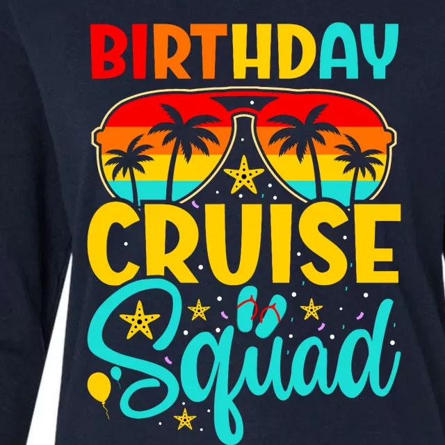 Birthday Cruise Squad Cruising Vacation Funny Crew Womens Cotton Relaxed Long Sleeve T-Shirt