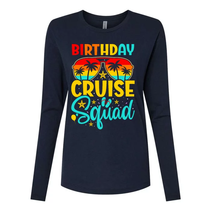 Birthday Cruise Squad Cruising Vacation Funny Crew Womens Cotton Relaxed Long Sleeve T-Shirt